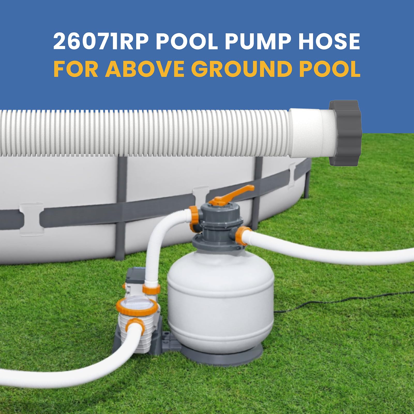 Pokin hose installed at a backyard pool demonstrating compatibility and neat setup
