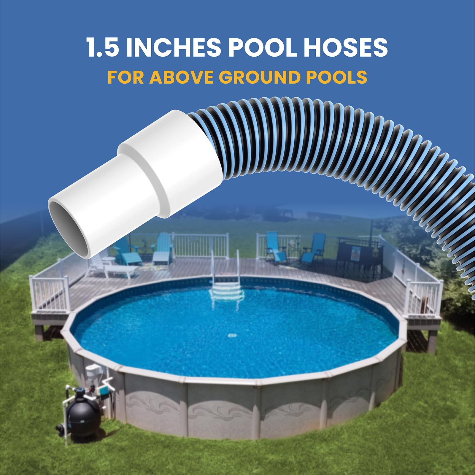 Pokin hose being used during pool maintenance showing reliable drainage and peace of mind