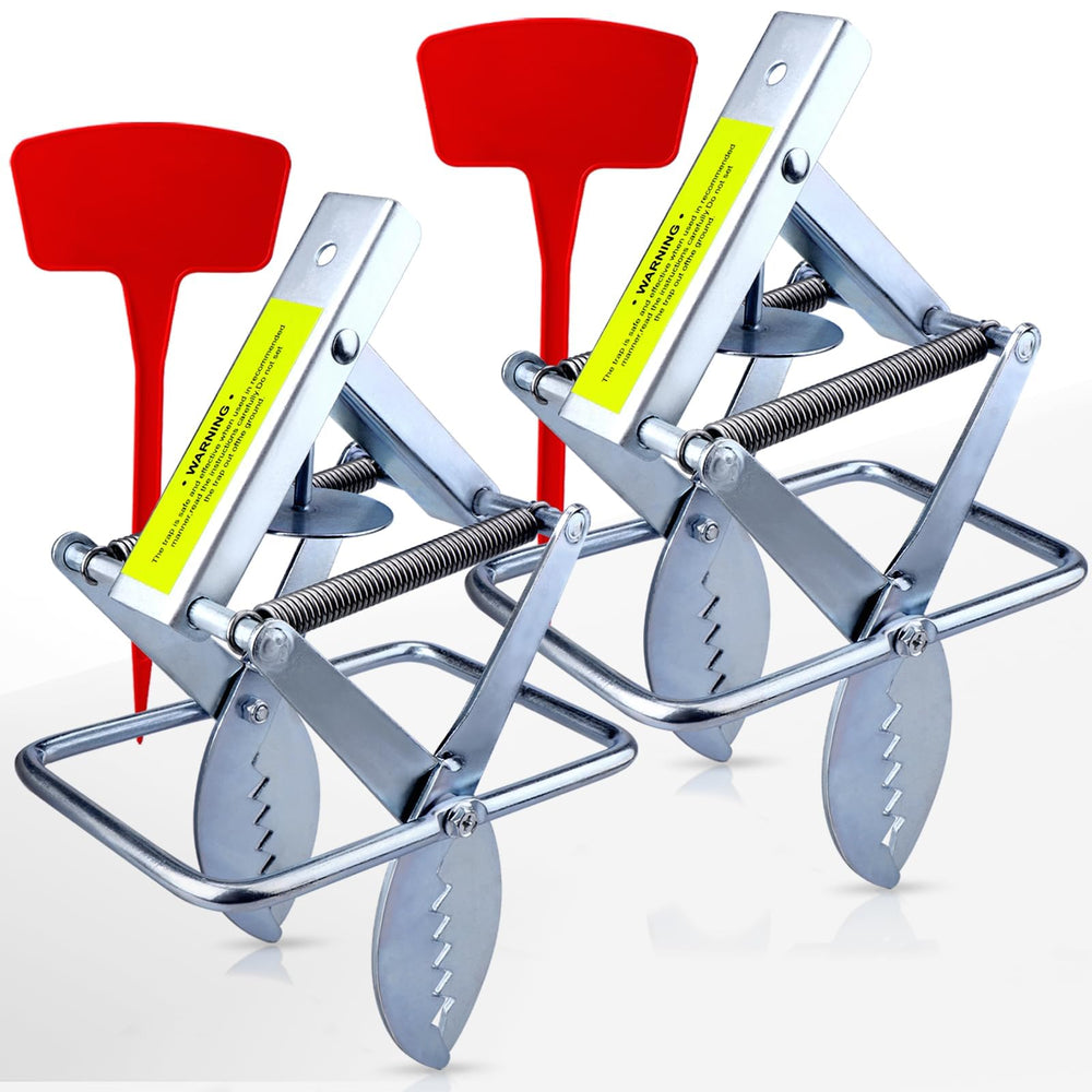 POlAFLEX front packaging showing two scissor mole traps and benefits