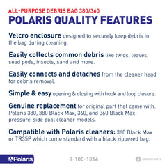 Polaris close-up of Velcro closure for fast emptying and secure seal