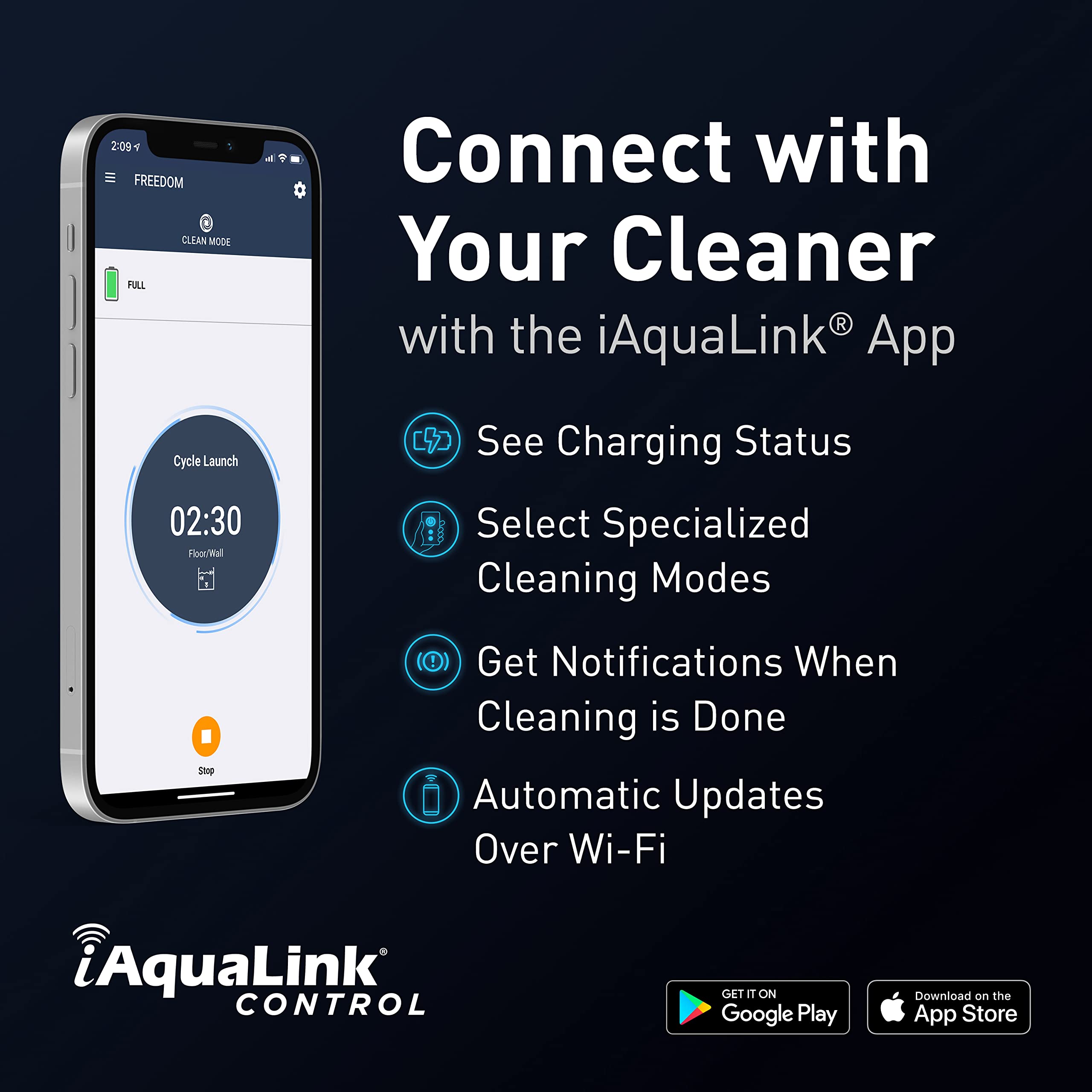 Polaris FREEDOM paired with iAquaLink app showing remote control convenience