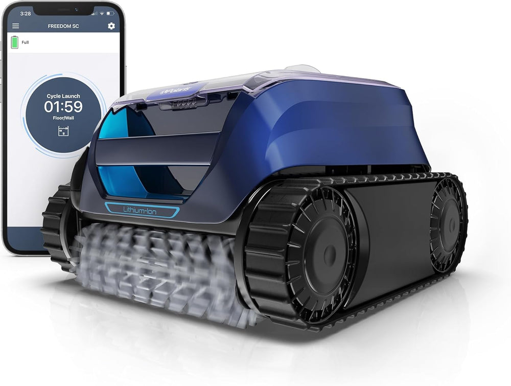 Polaris Freedom SC front view showing sleek body and cleaning intake, demonstrating reliable scrubbing