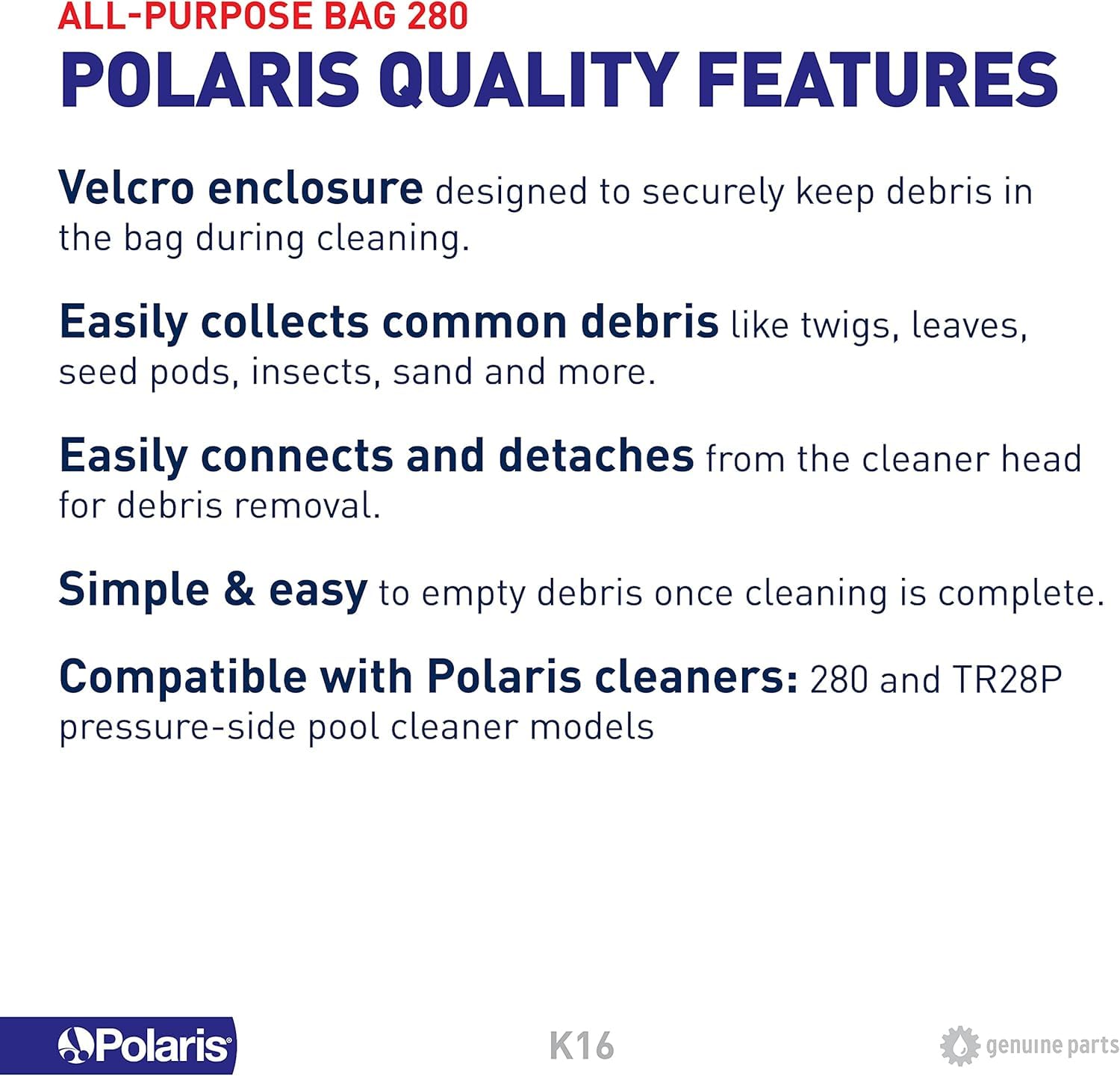 Polaris K13 mesh texture detail demonstrating durable filtration and consistent water flow
