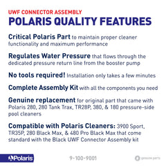 Polaris UWF connector hose attachment demo illustrating easy DIY installation and tight seal
