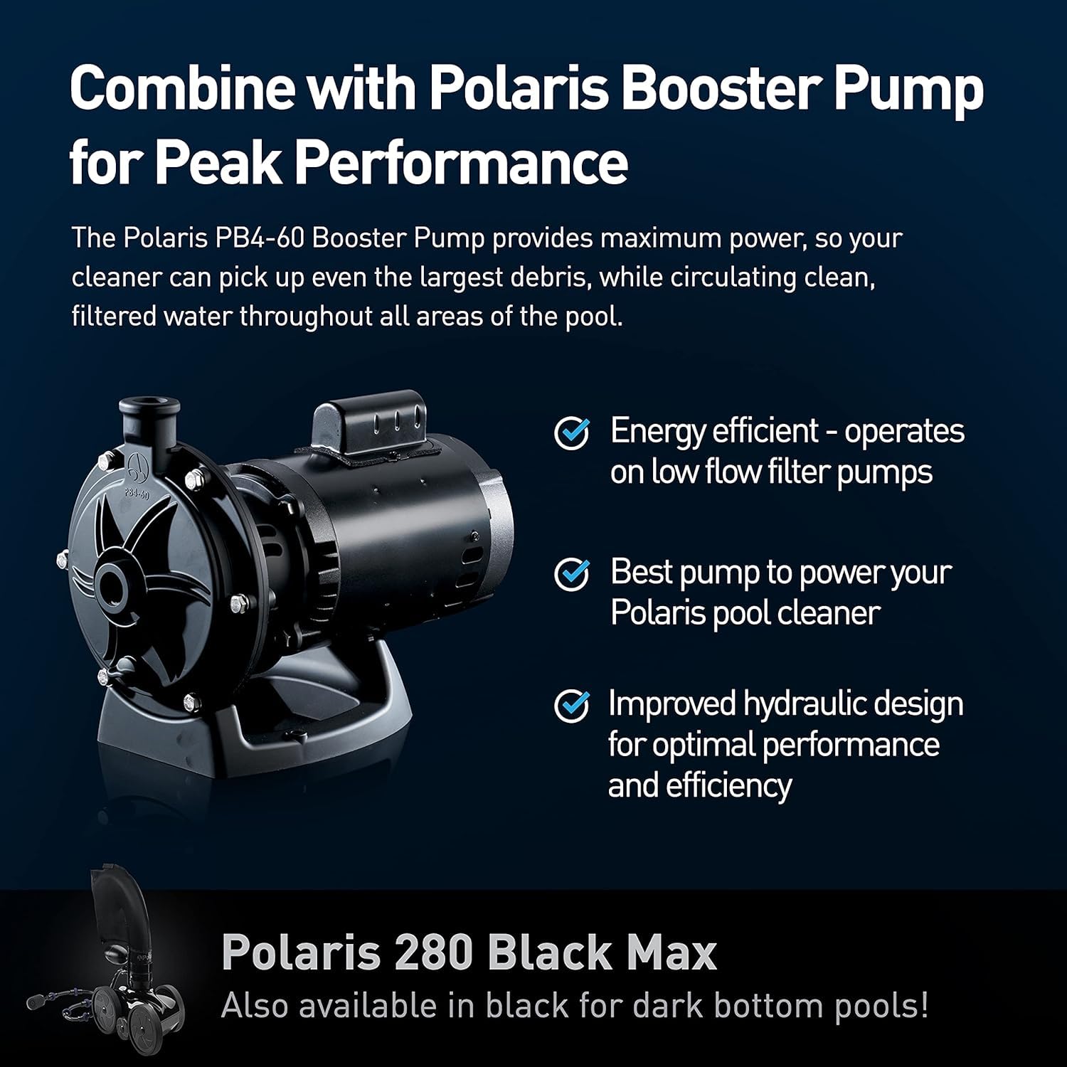 Polaris Vac-Sweep 280 large 2.25-inch inlet detail picking up big debris