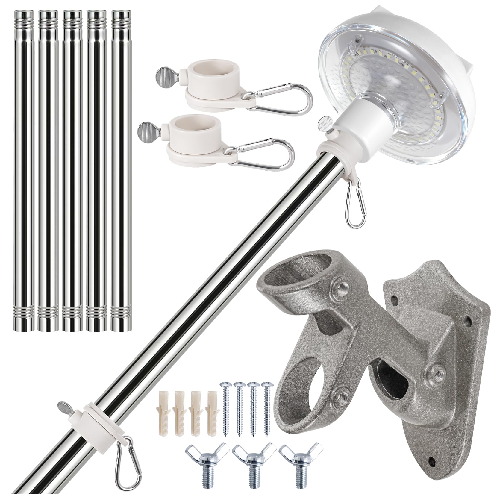 POLEFLY front view of complete pole kit showing durable finish and components