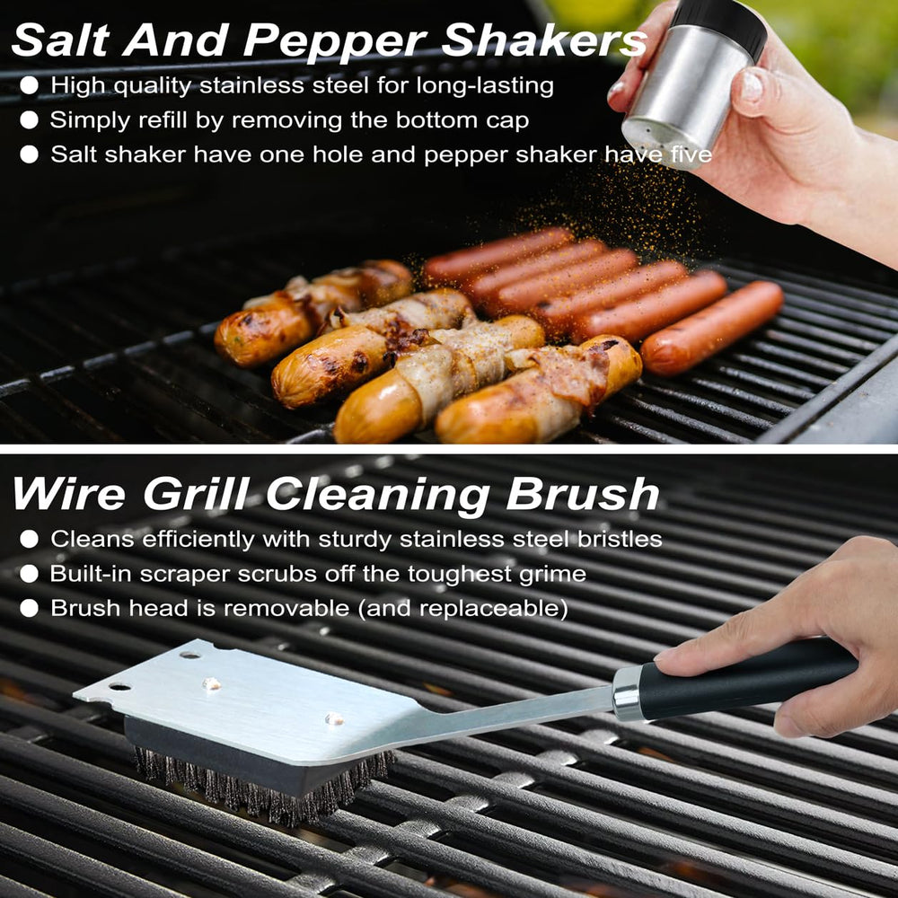 POLIGO grill brush with replaceable head showing effective grate cleaning