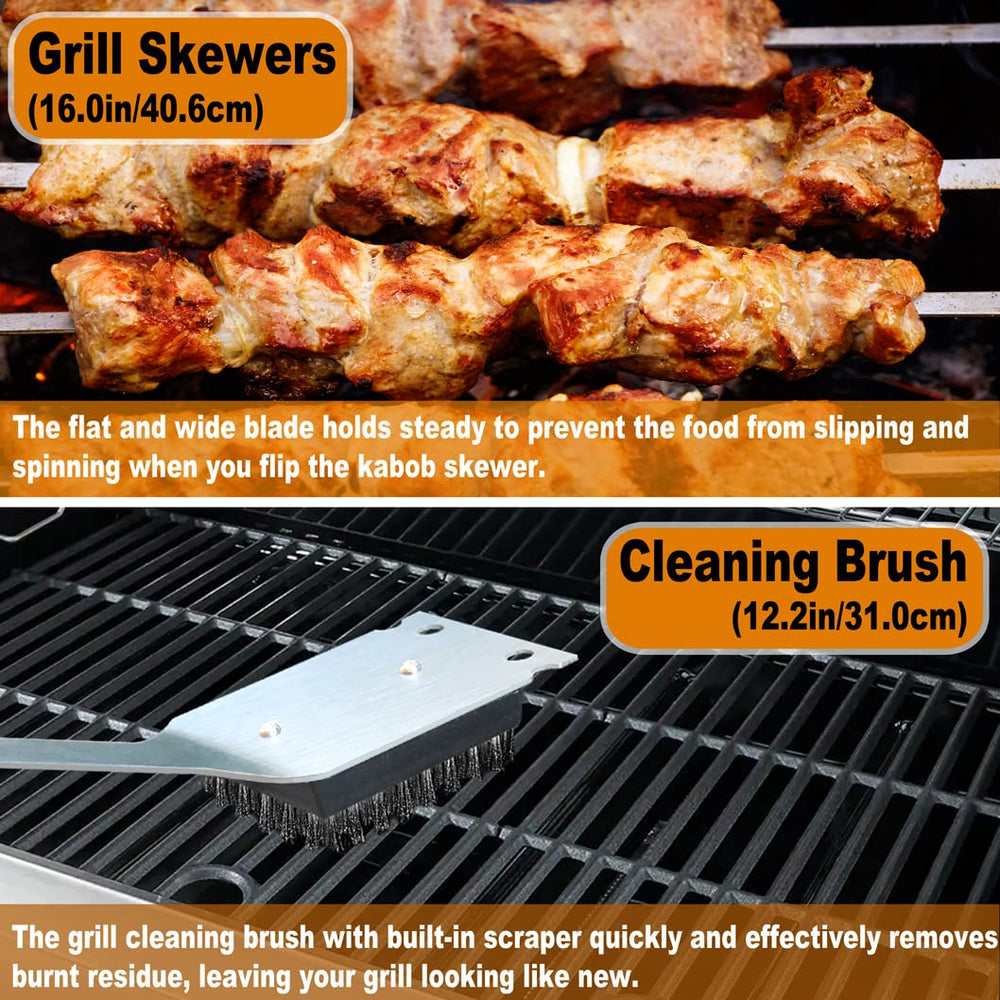POLIGO cleaning brush and extra head showing easy grill maintenance