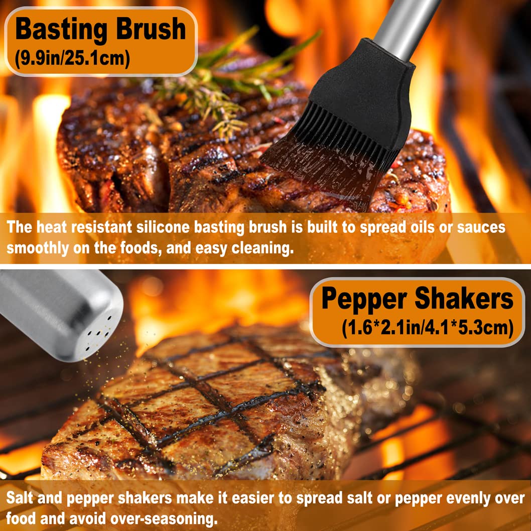 POLIGO cleaning brush with extra head showing efficient grill maintenance benefit