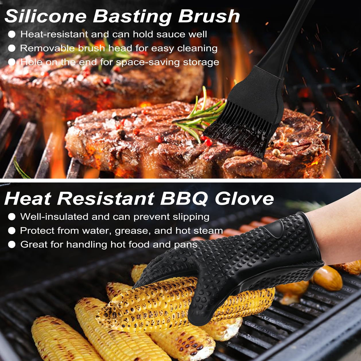 POLIGO grill brush with replacement head cleaning grill grates effectively