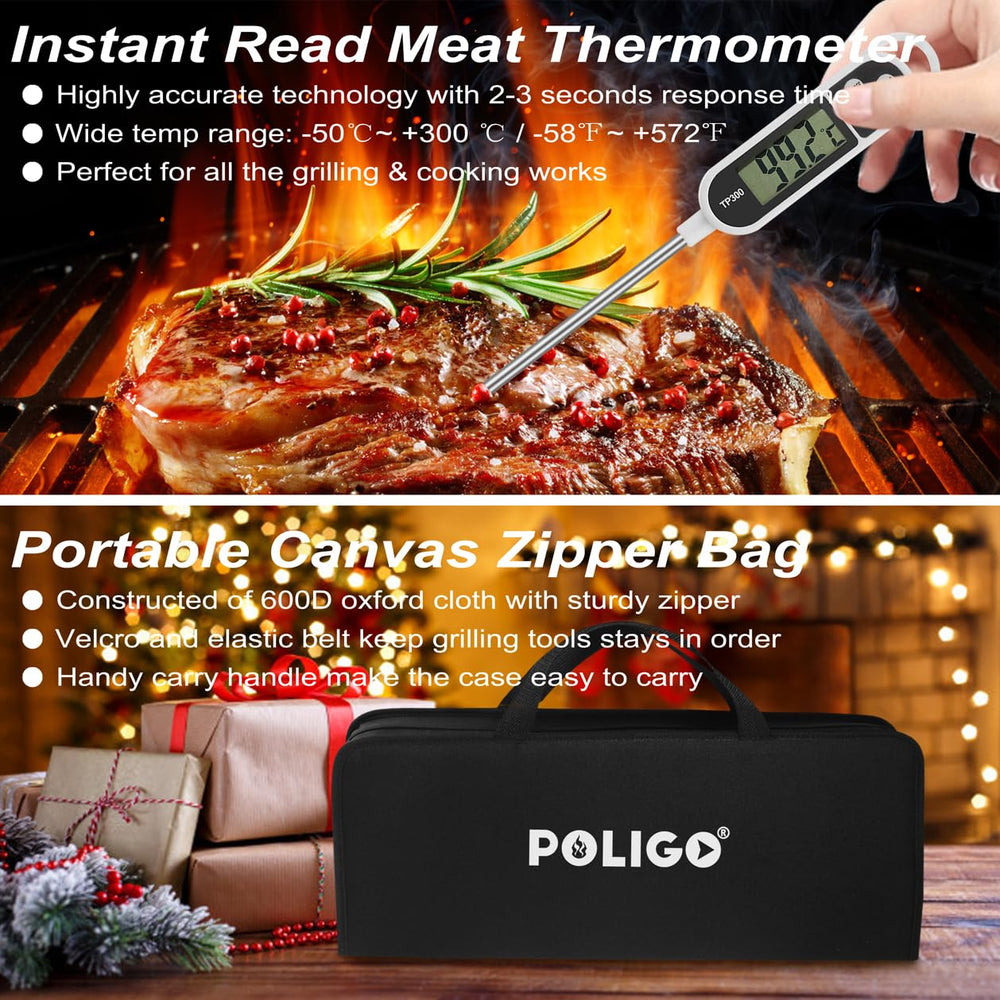 POLIGO kabob skewers with corn holders displayed for barbecue variety and serving convenience benefit