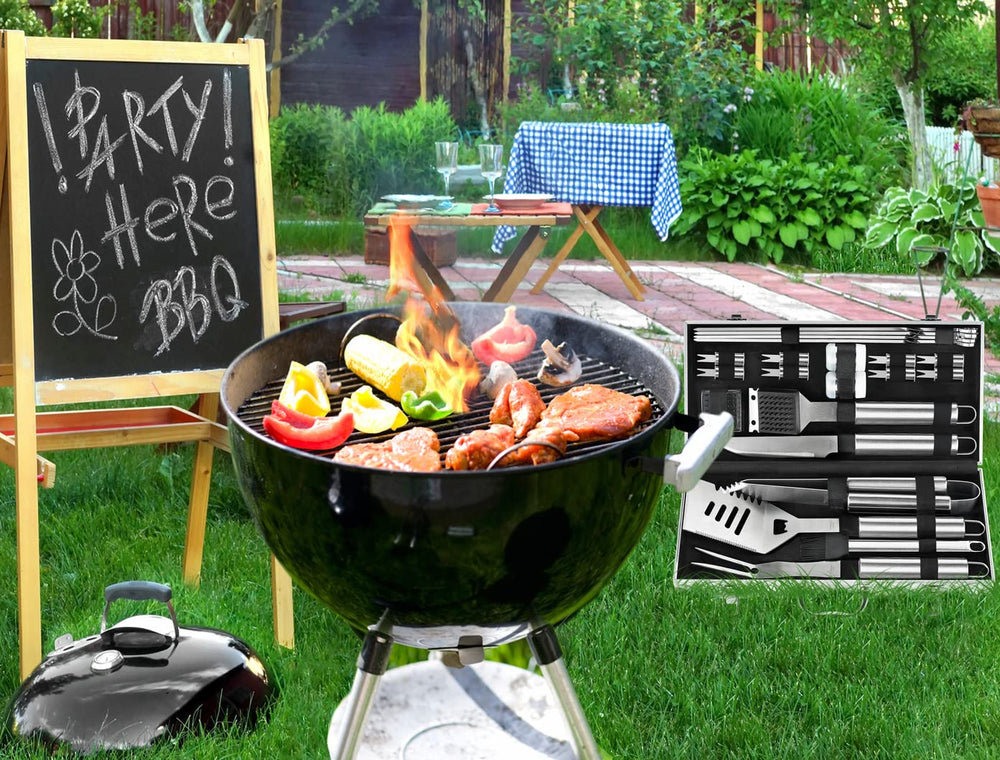 POLIGO lifestyle backyard barbecue scene illustrating ready-to-use kit