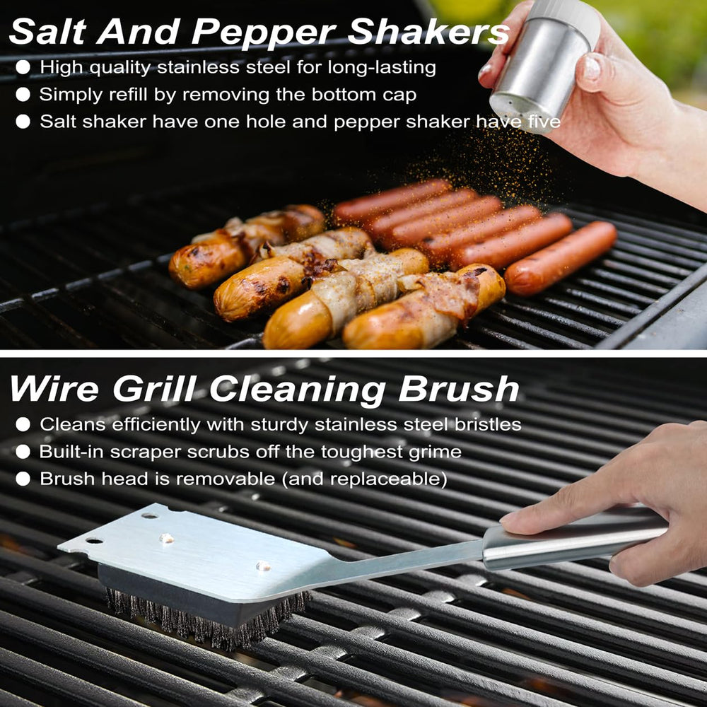 POLIGO tongs in use flipping steak showing precise grip and control