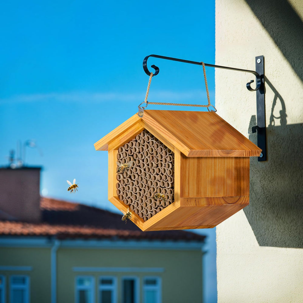 POLLIBEE back view with stainless-steel screw clasp and mounting hardware for secure hanging