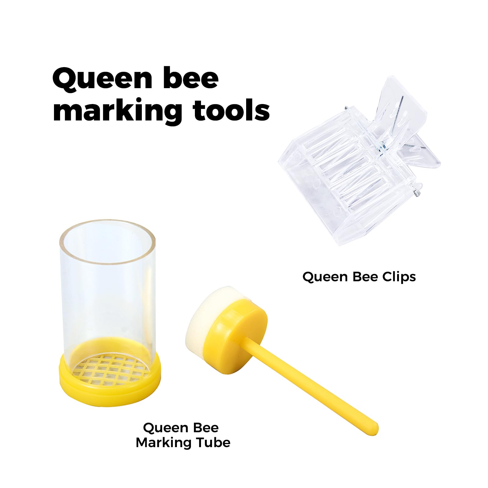 POLLIBEE transparent queen cage and improved marking tube for safe queen handling