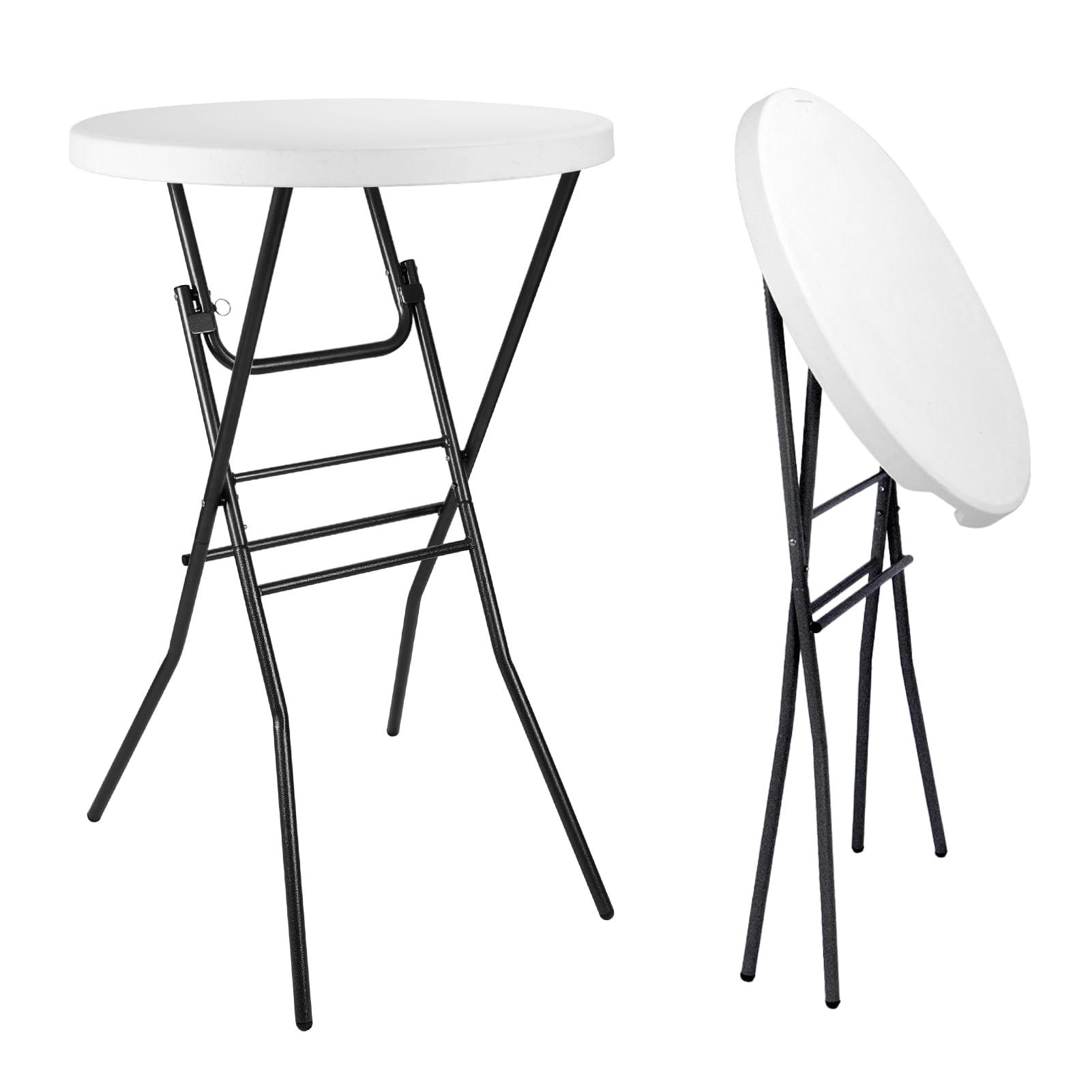 pollilar front overview showing complete white 28in bar height table for versatile events