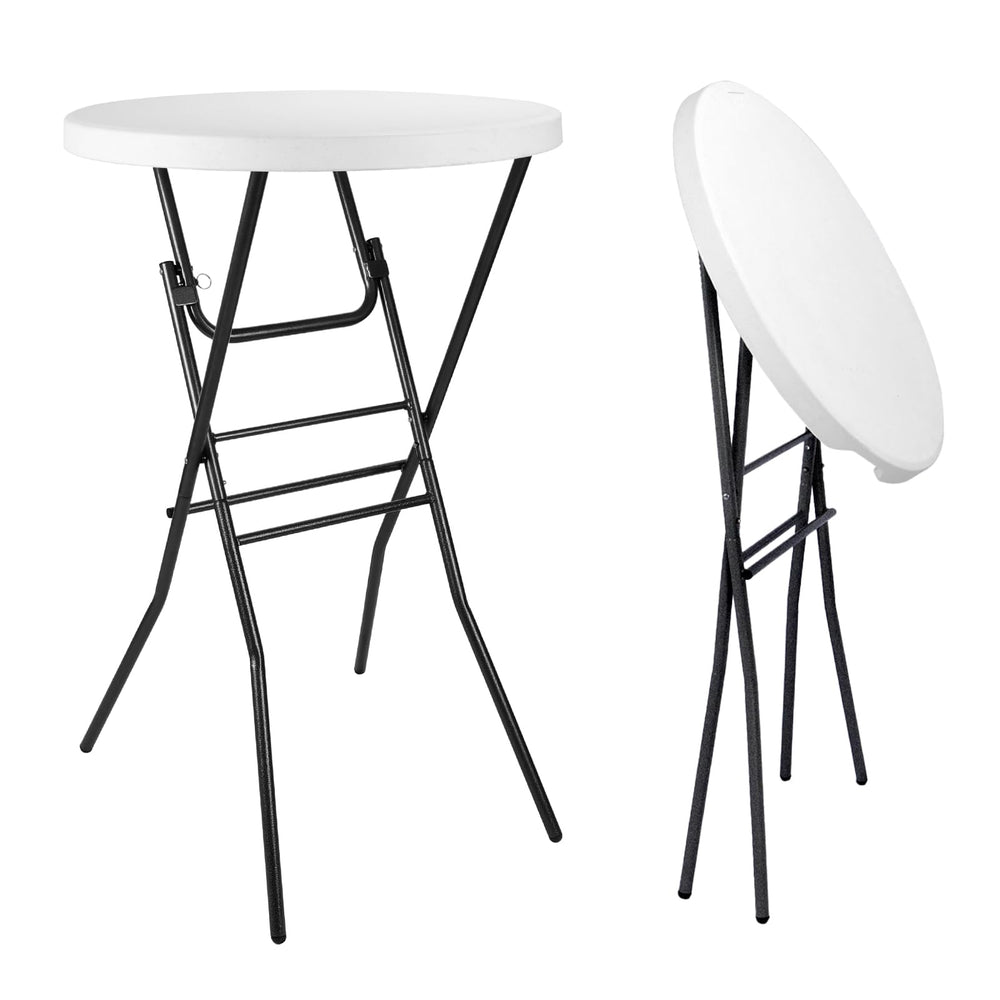 pollilar front overview showing complete white 28in bar height table for versatile events