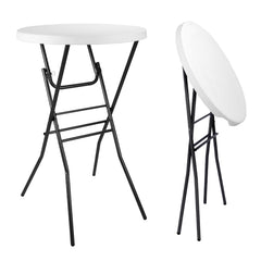 pollilar front overview showing complete white 28in bar height table for versatile events