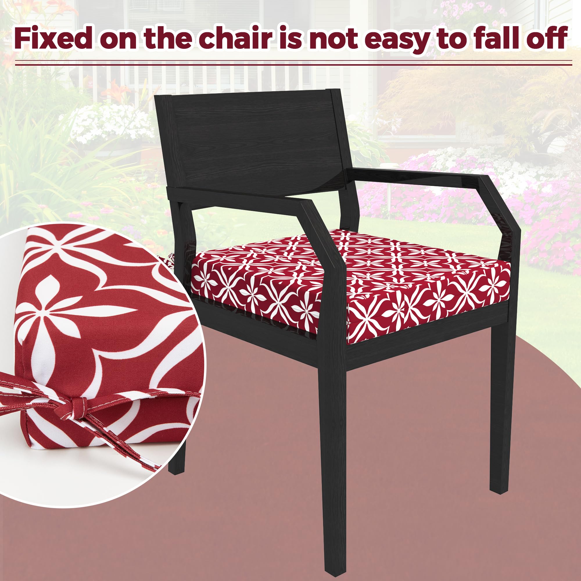 Polyaround cushion placed on patio chair illustrating improved seating comfort