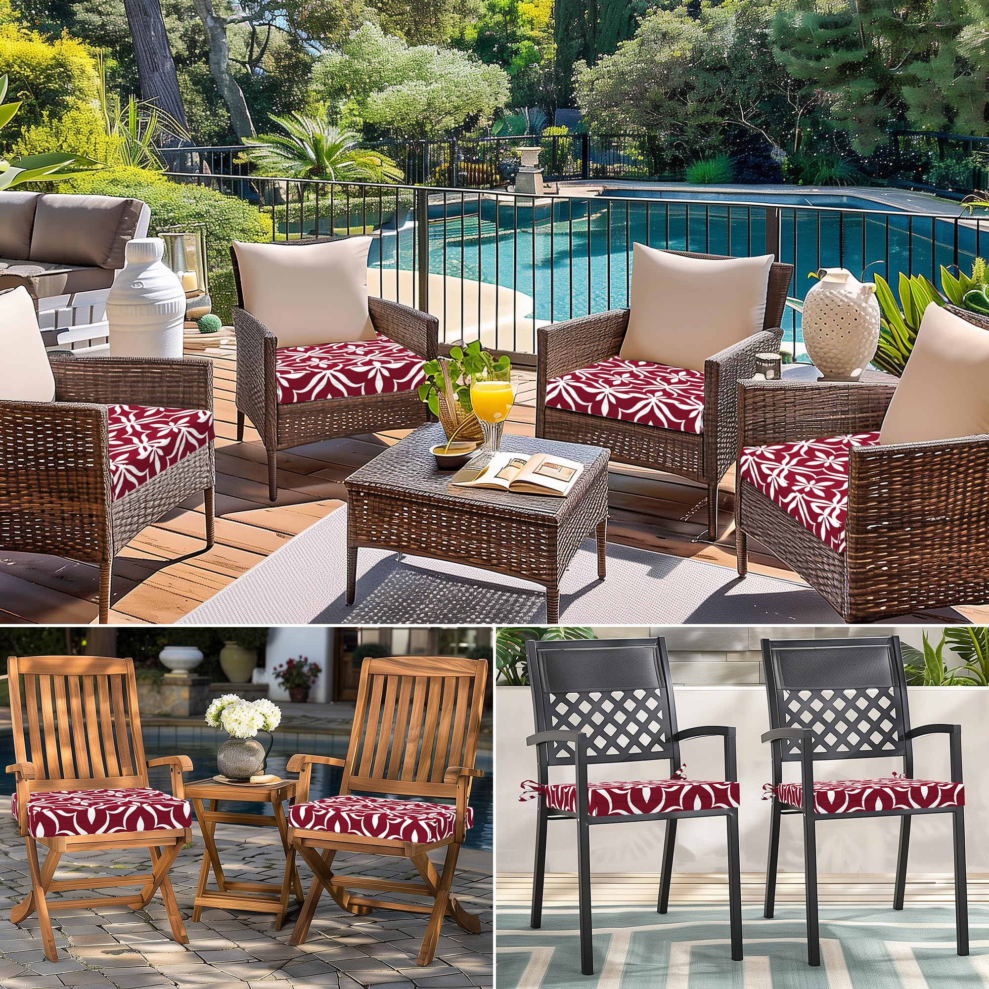 Polyaround cushions styled on outdoor dining table adding color and durability