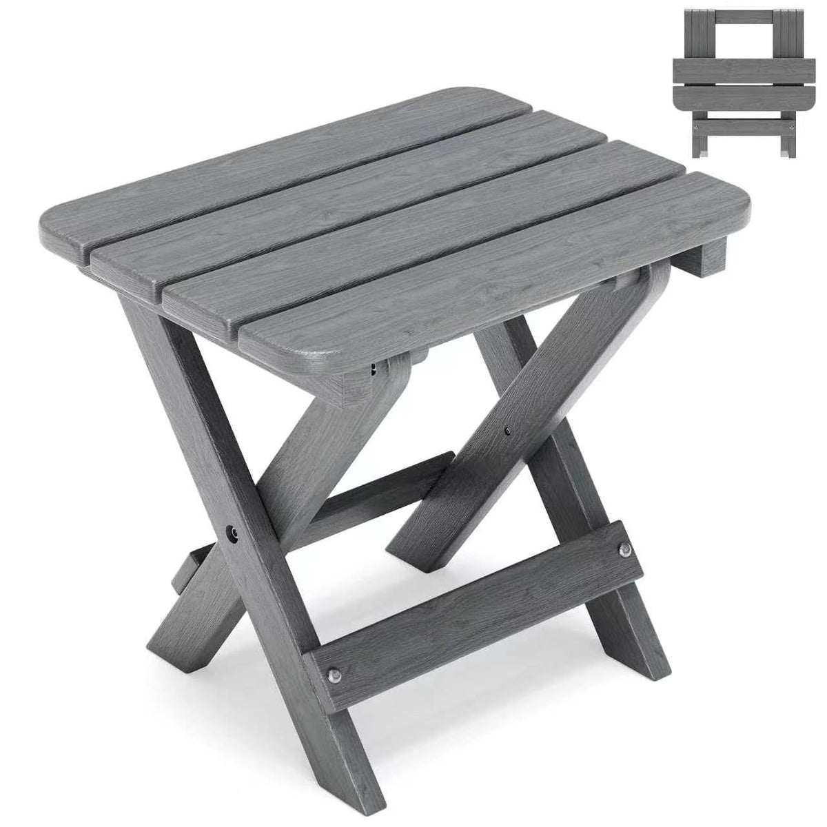Polyhouz front view patio table showing compact design and benefit of space-saving