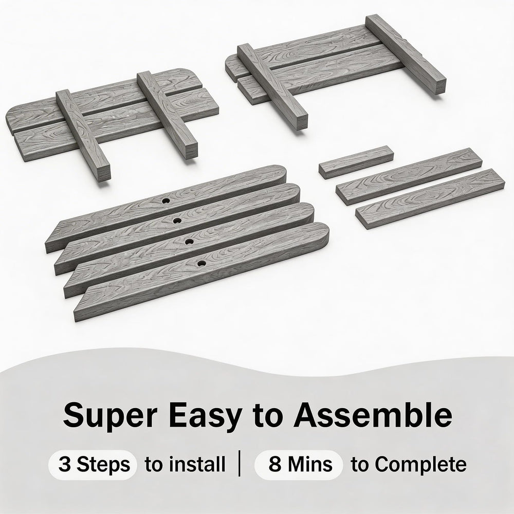 Polyhouz packaging and included hardware shows easy assembly and all parts included benefit