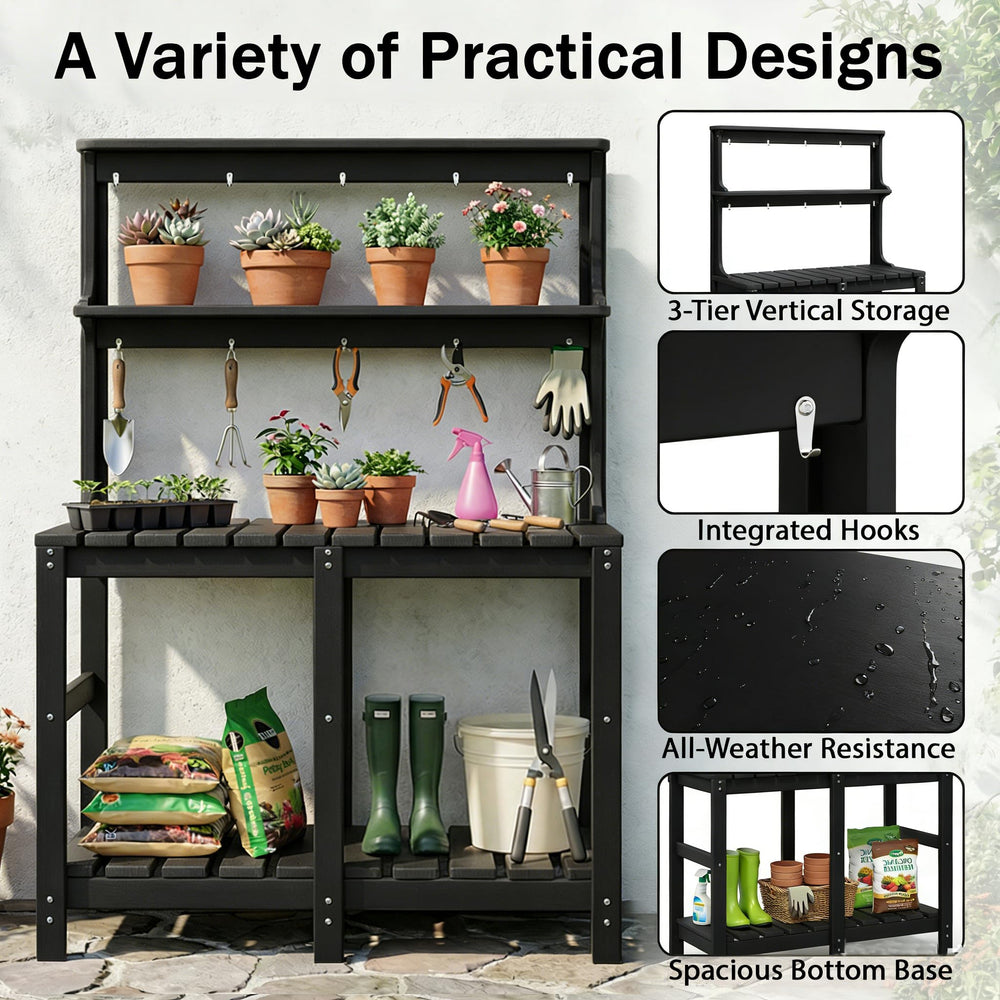 Polyhouz hooks with gardening tools organized for quick access and tidy workspace