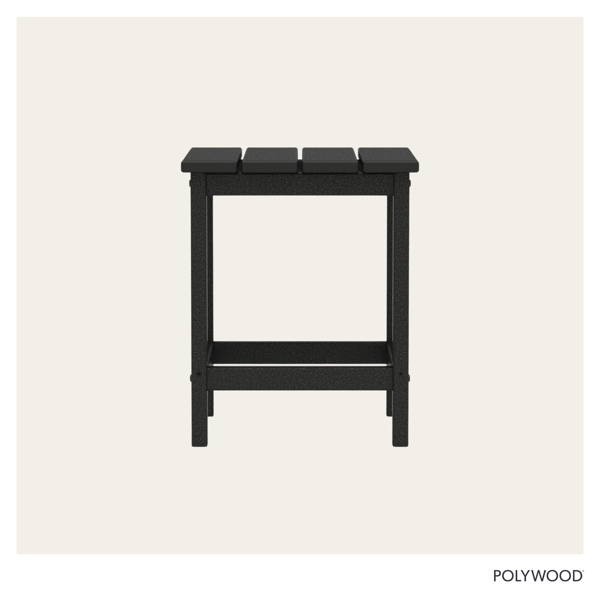 POLYWOOD black finish detail highlighting fade-resistant texture and long-lasting look