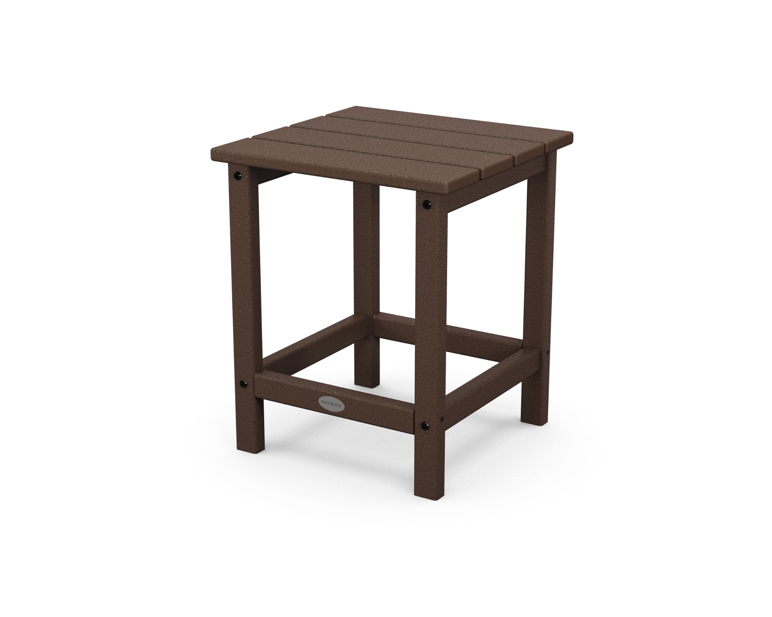Polywood Long Island side table front view showing sturdy mahogany finish and weather resistance
