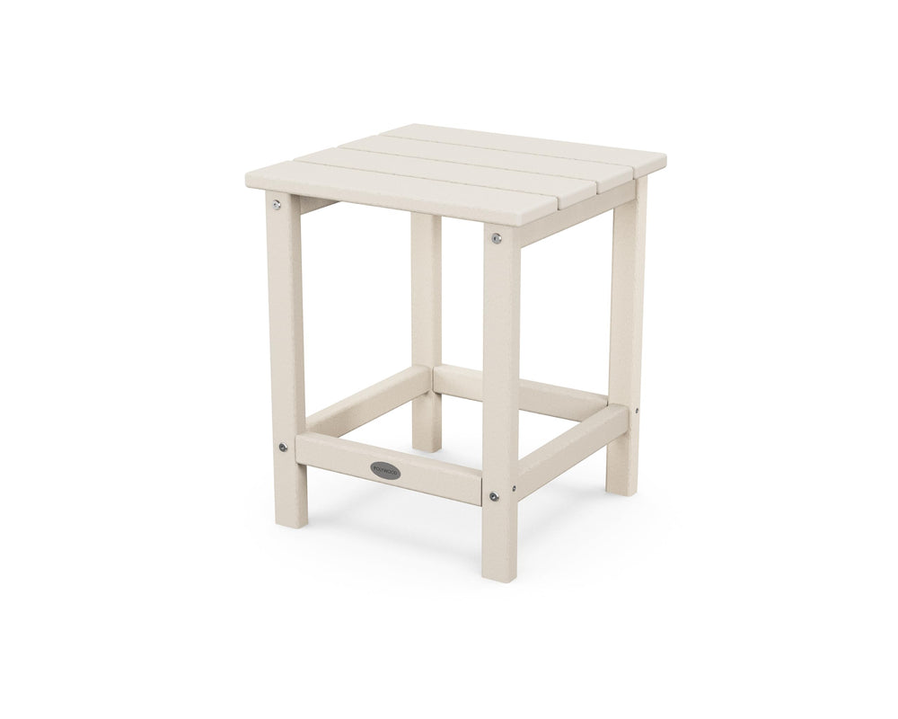 Polywood Long Island side table front view shows stable surface and sand finish benefit