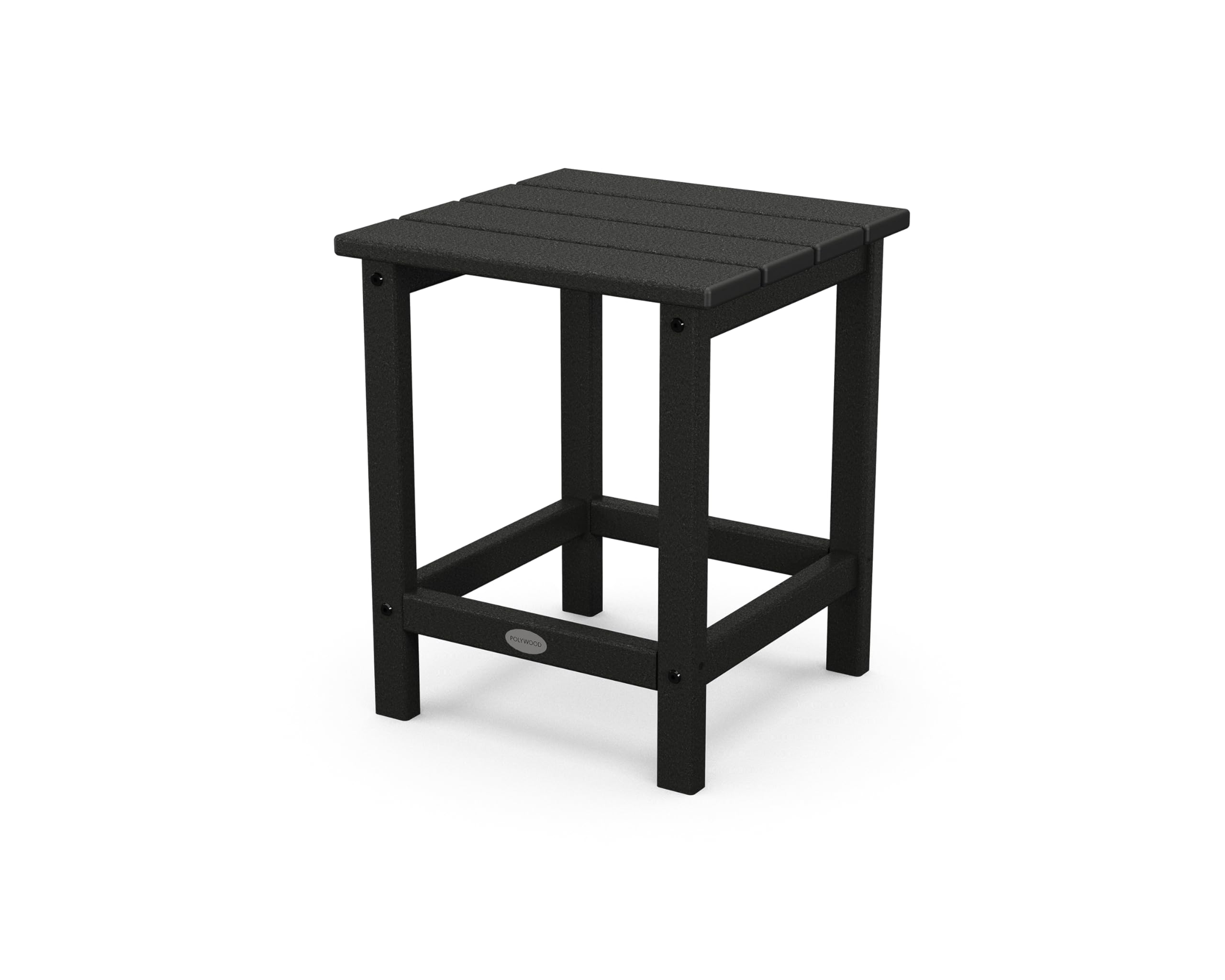 POLYWOOD Long Island side table front view showing stable black design benefit durability
