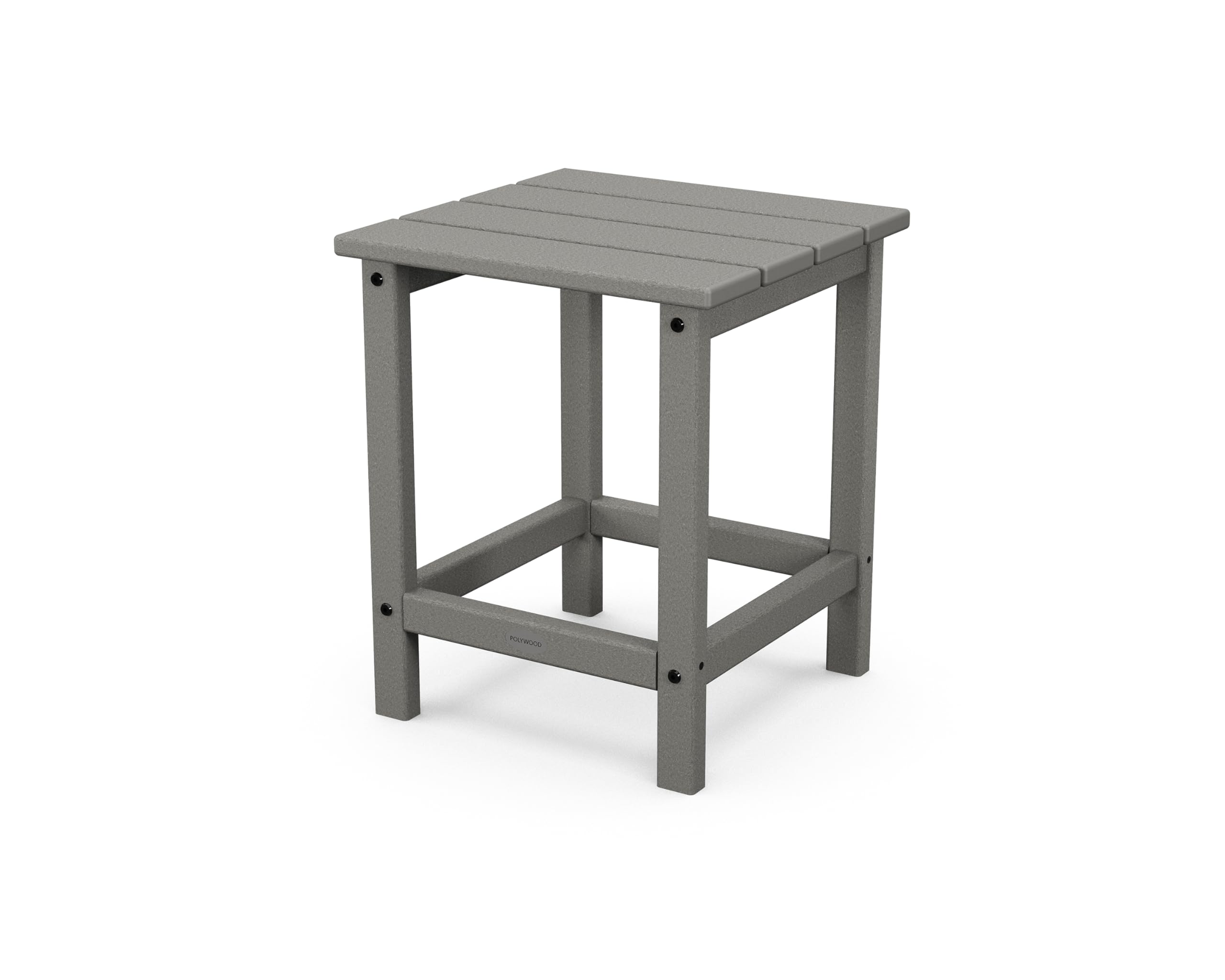POLYWOOD front view of side table showing durable slate grey finish and stable base