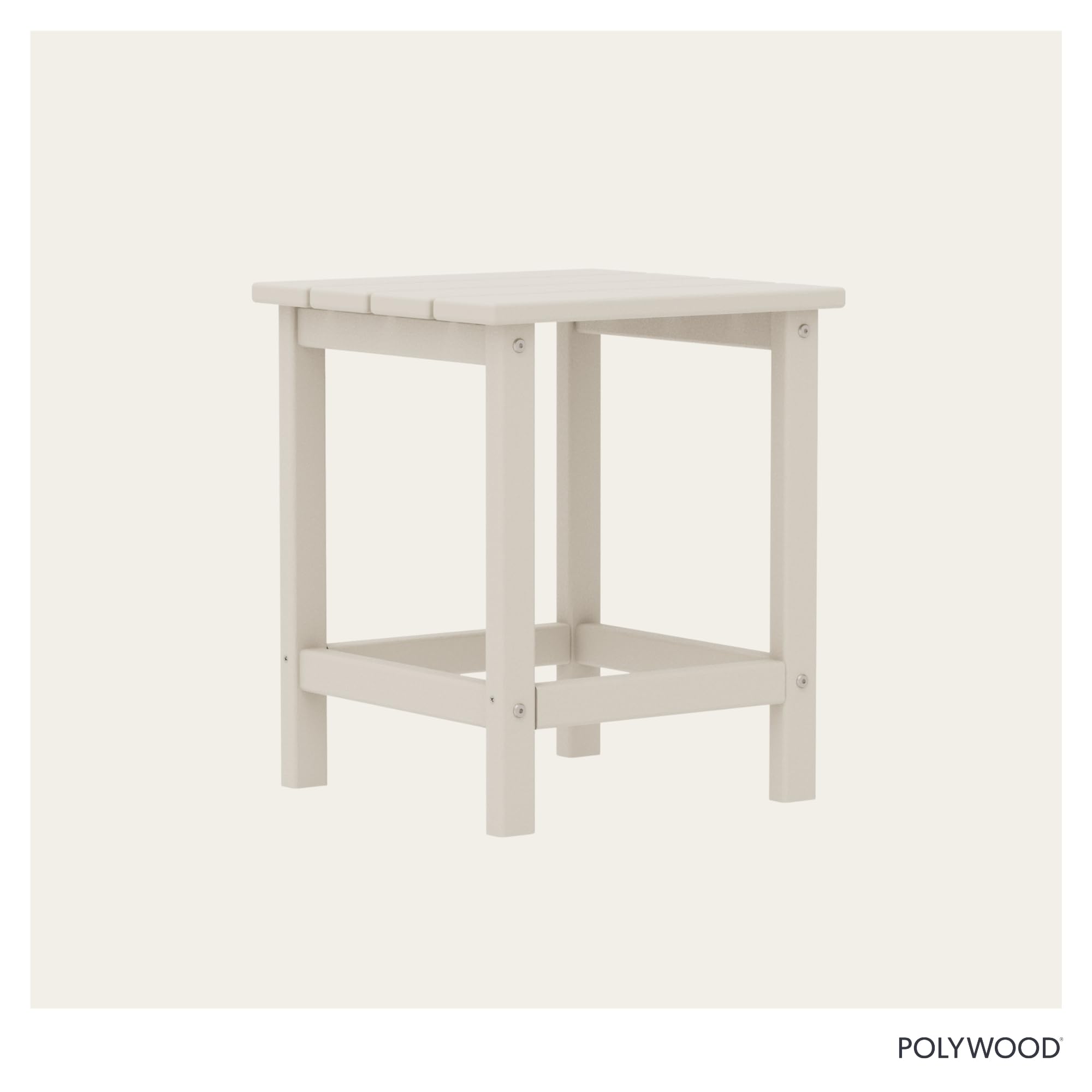 Polywood Long Island table with drink and book illustrating convenience and outdoor use