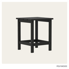POLYWOOD table next to patio chair showing compact size and space-saving benefit