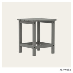 POLYWOOD side table beside Adirondack chair showing correct scale and convenience