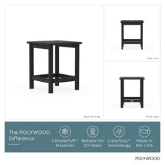 POLYWOOD slat top close-up displaying tabletop texture and easy-drain benefit