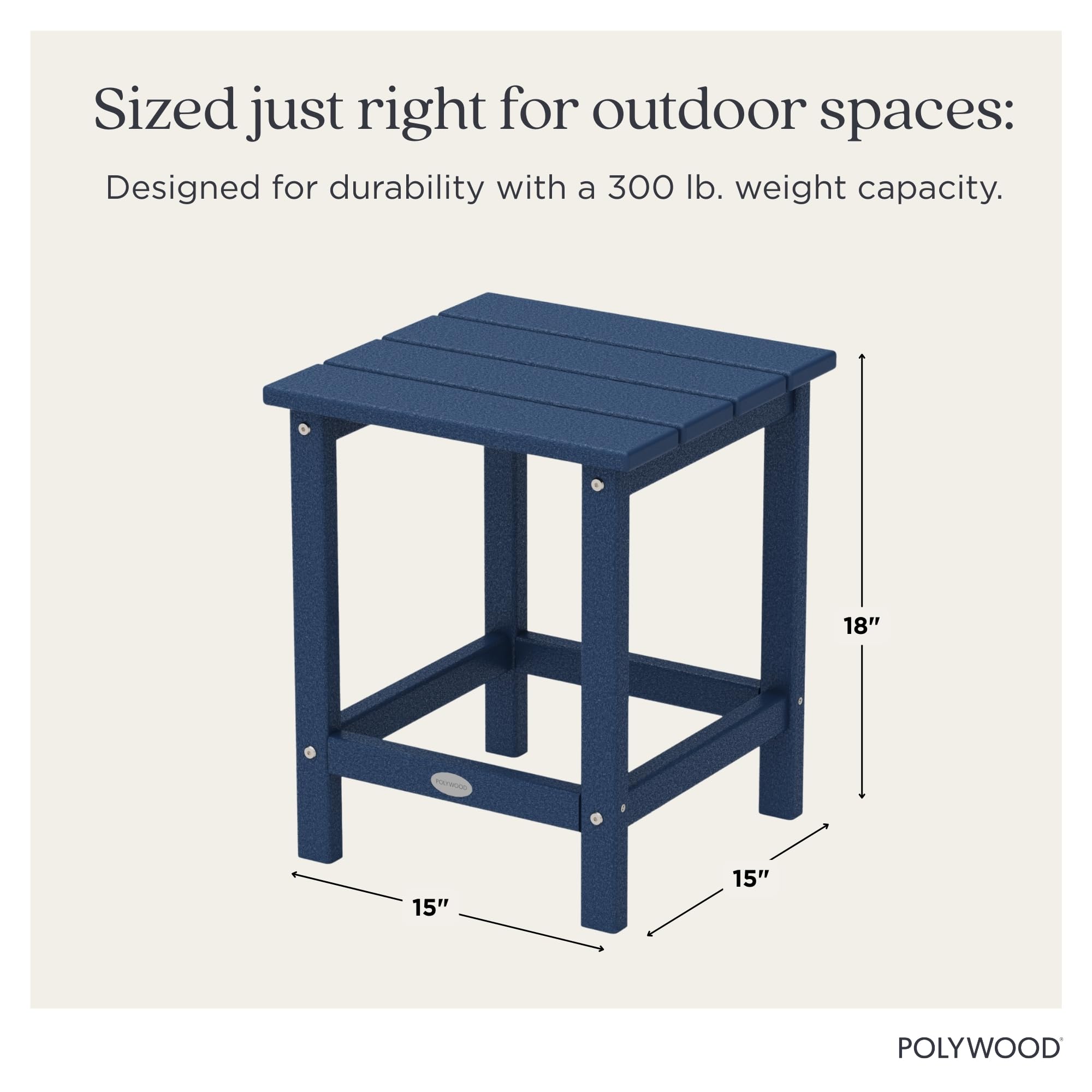 Polywood table in use on patio holding drinks and speaker for convenient entertaining