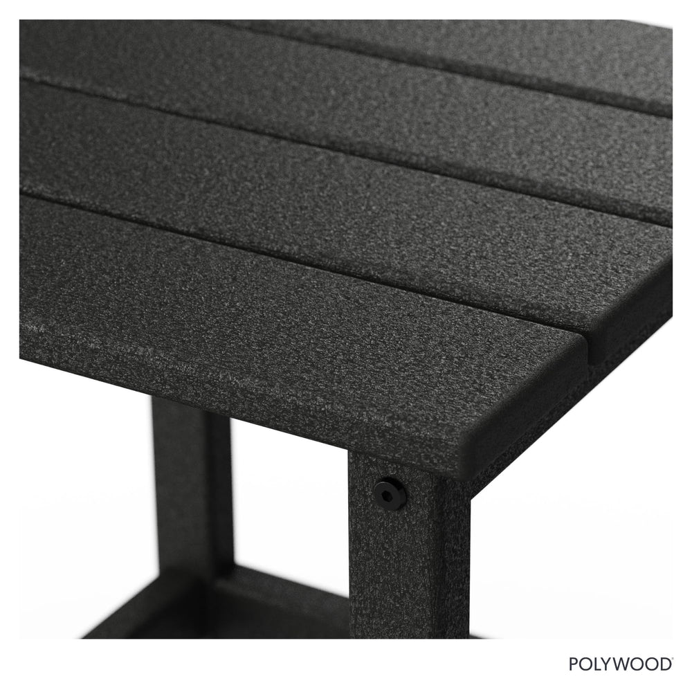POLYWOOD table styled with planter showing decorative versatility on patio