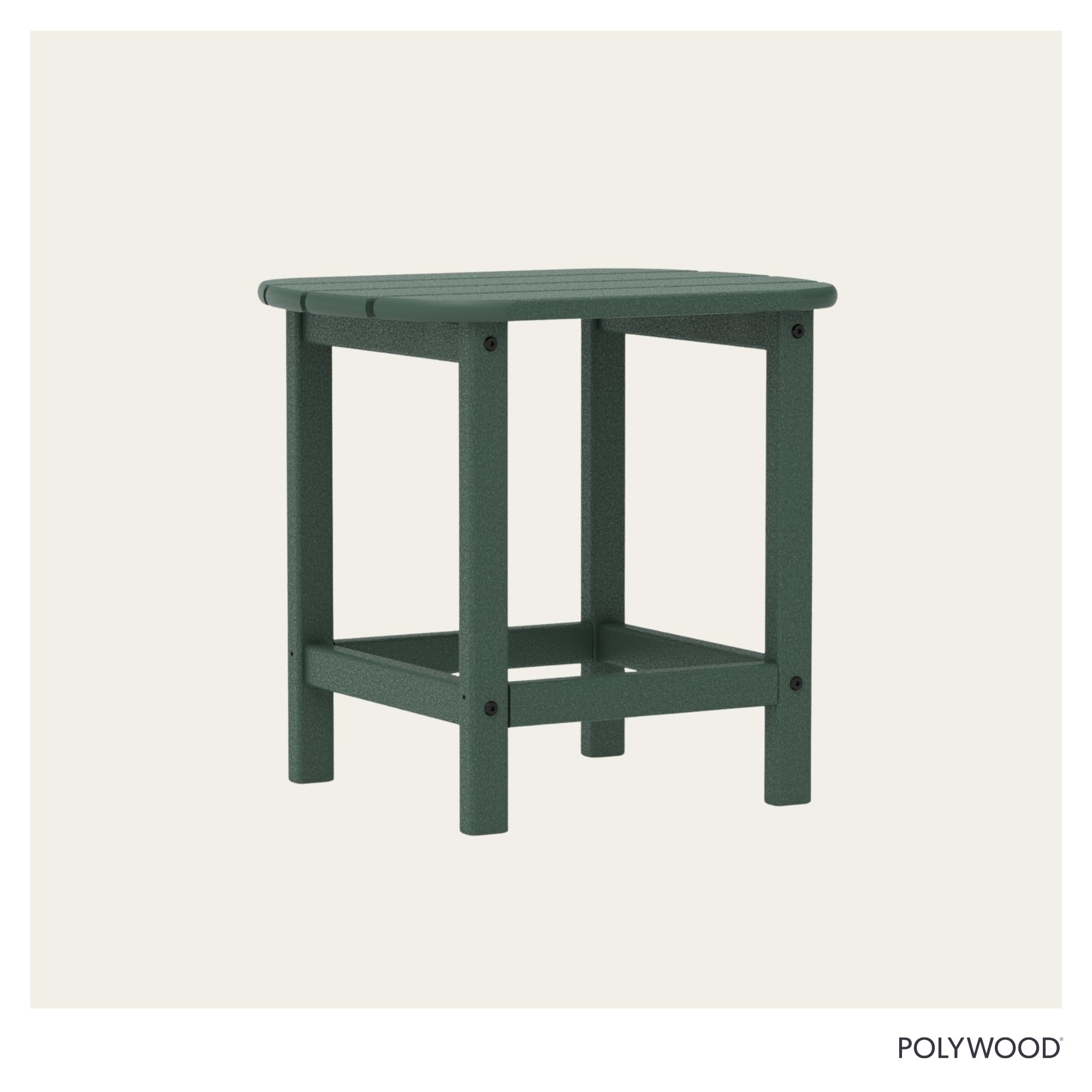 POLYWOOD table on patio with chairs to show scale and functional footprint advantage