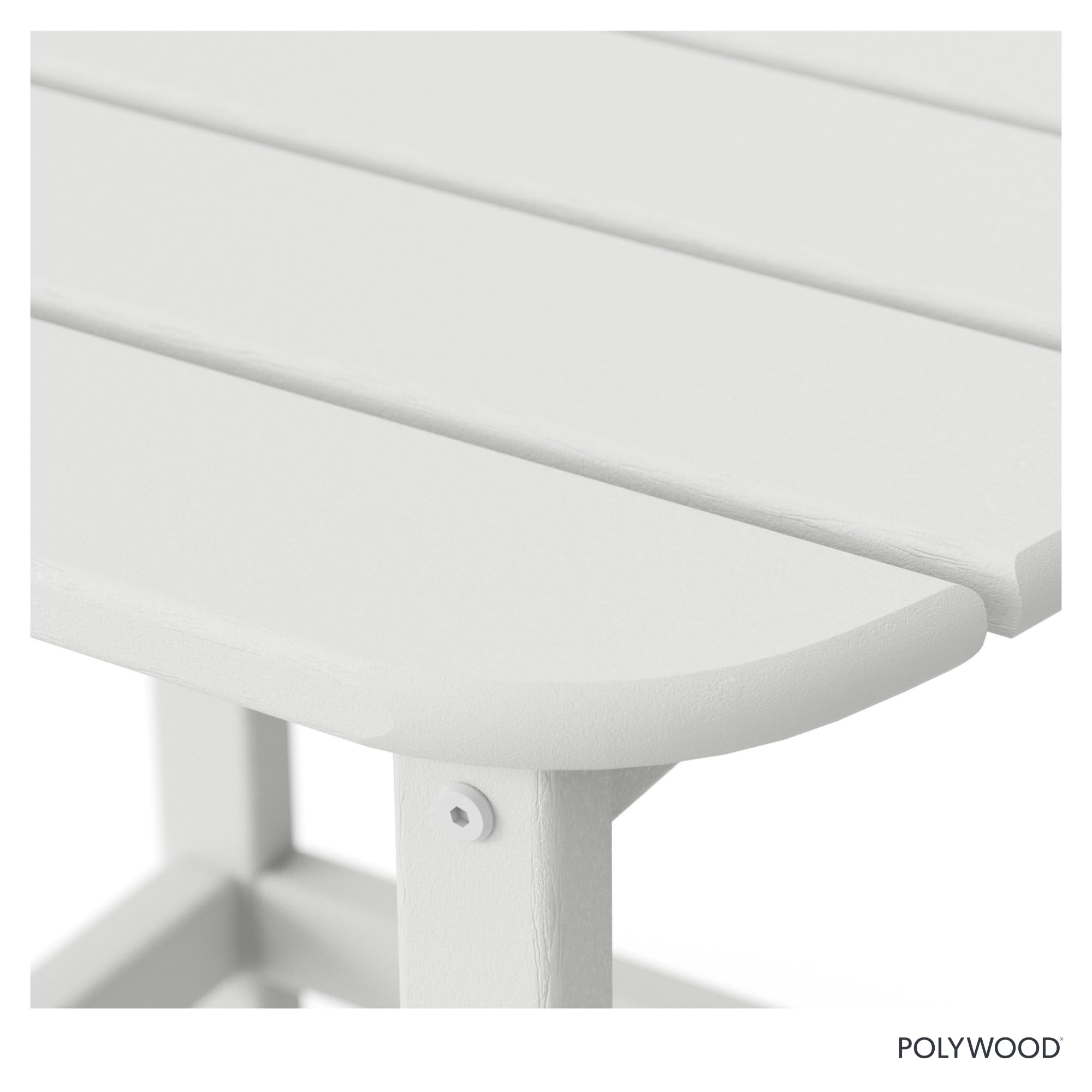 POLYWOOD staged patio scene showing white side table enhancing outdoor living space