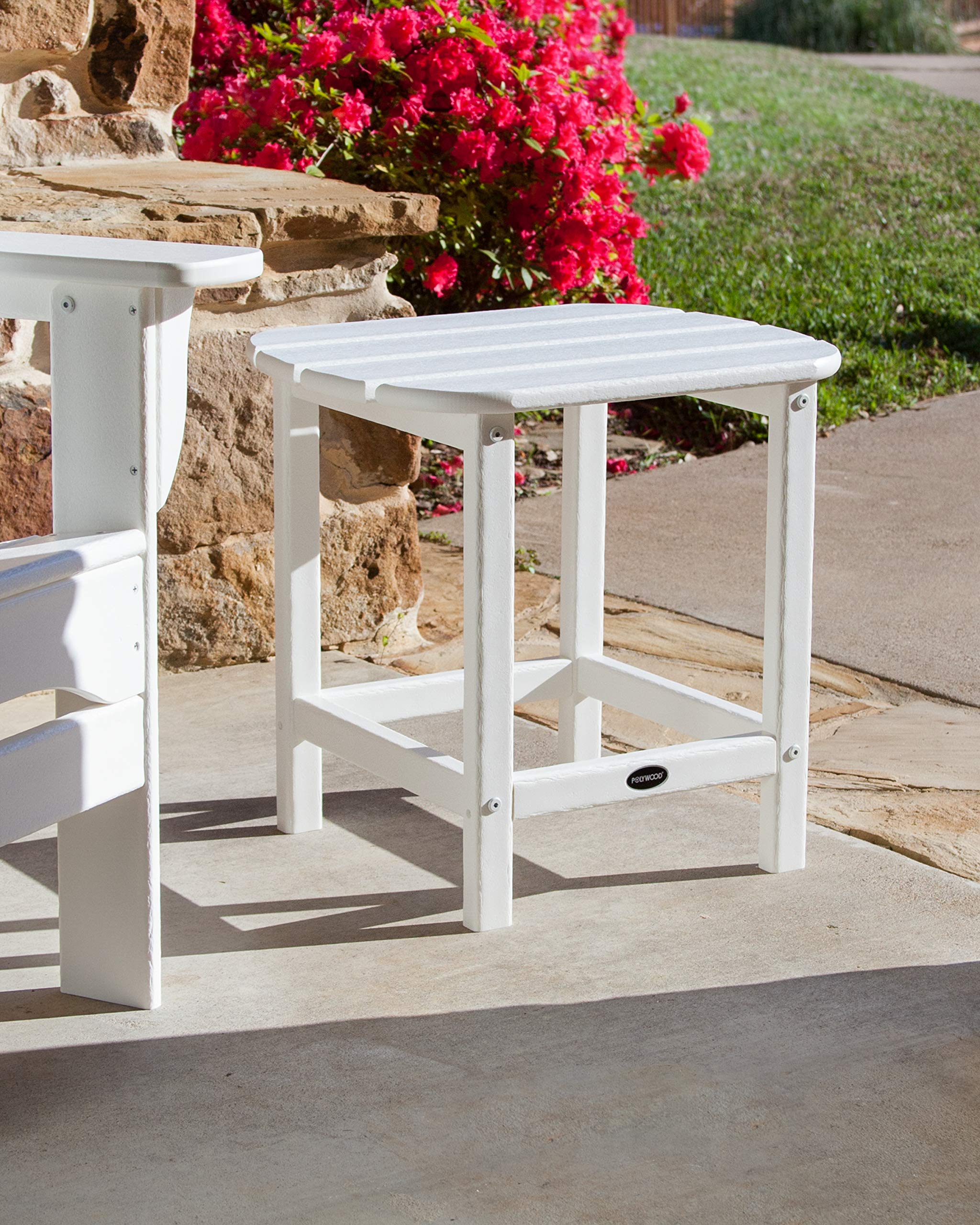 Polywood South Beach black in patio lifestyle setting showing durable outdoor use