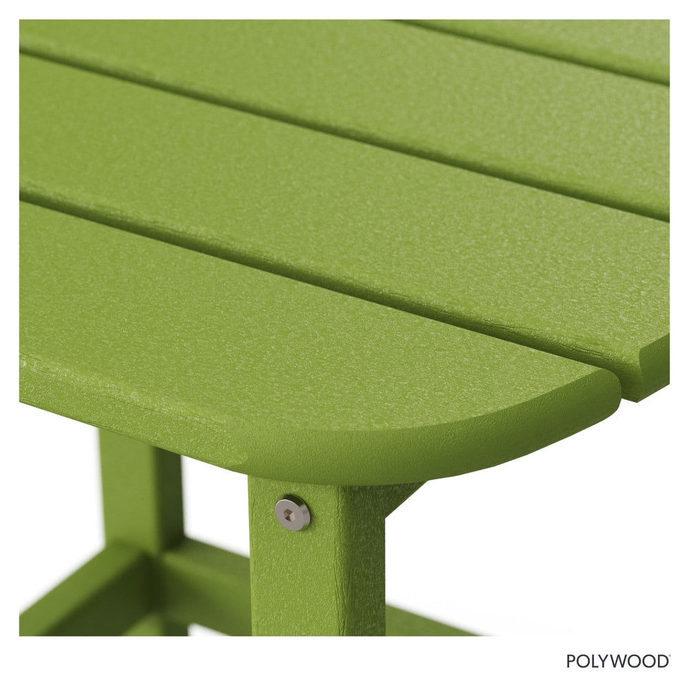 POLYWOOD lime table with a drink to show size and practical use on decks or porches