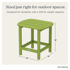 POLYWOOD lime table side profile highlighting durable recycled-lumber construction and stability