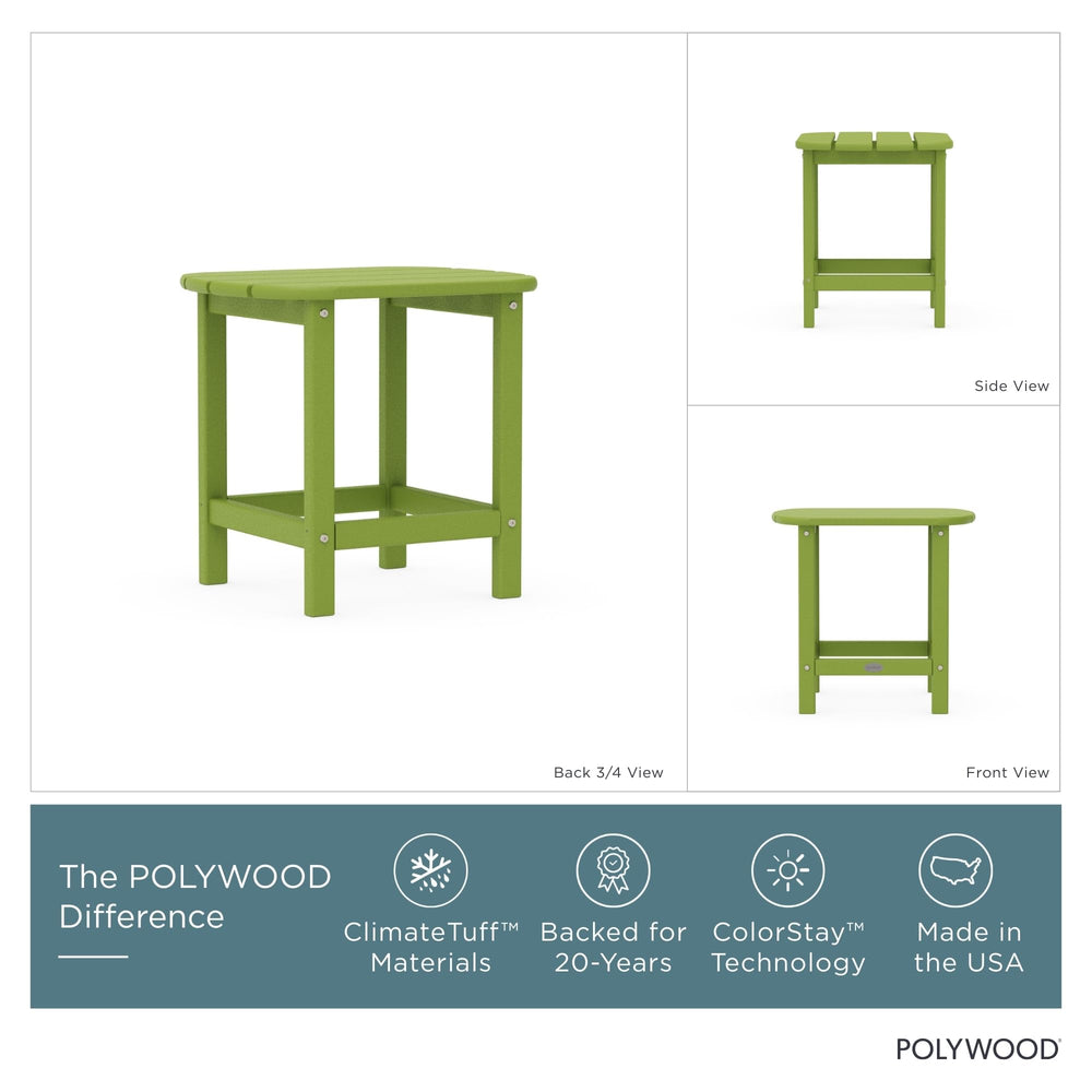 POLYWOOD lime table top close-up displaying smooth, low-maintenance surface and easy cleanup