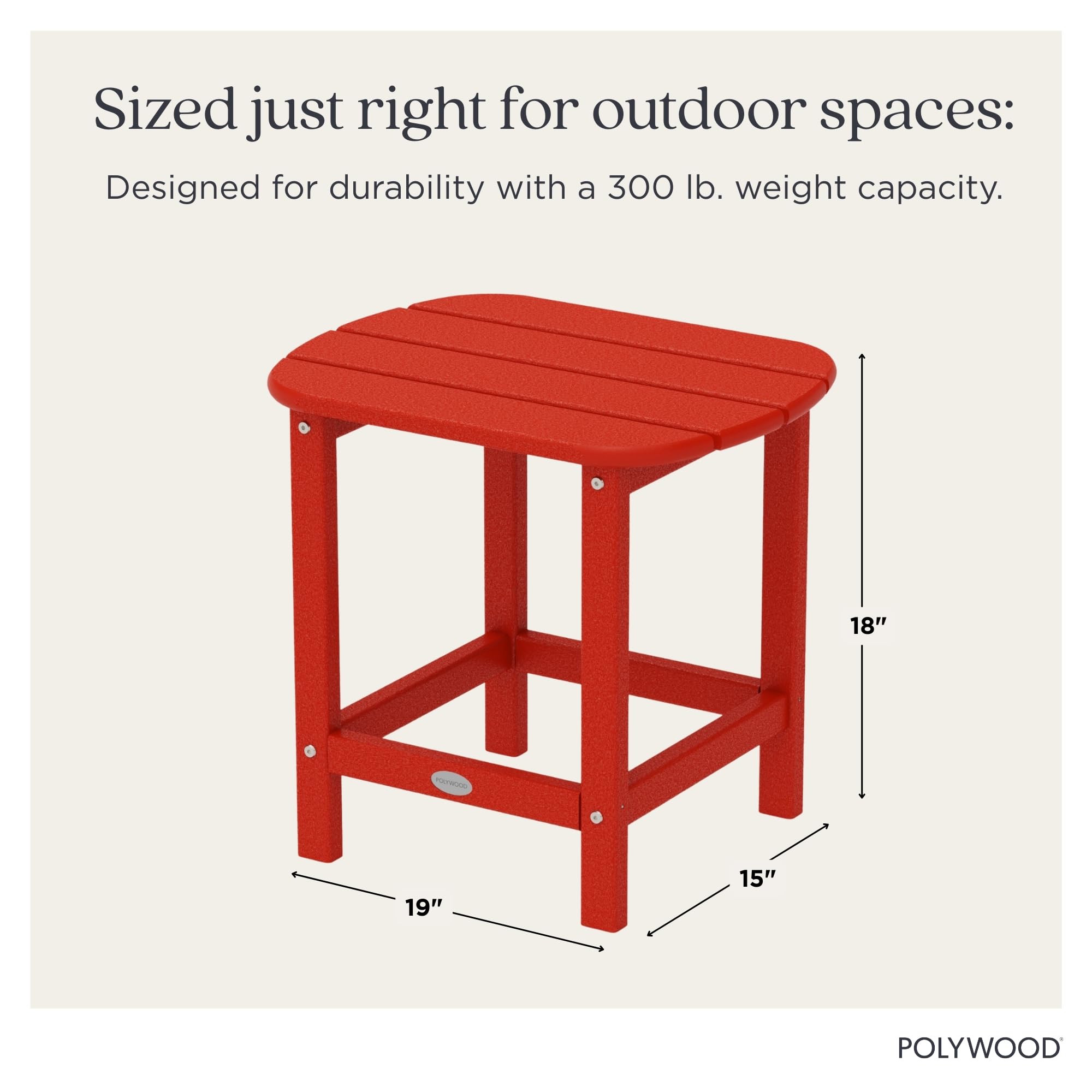 POLYWOOD side profile detail highlighting sturdy construction and weather resistance