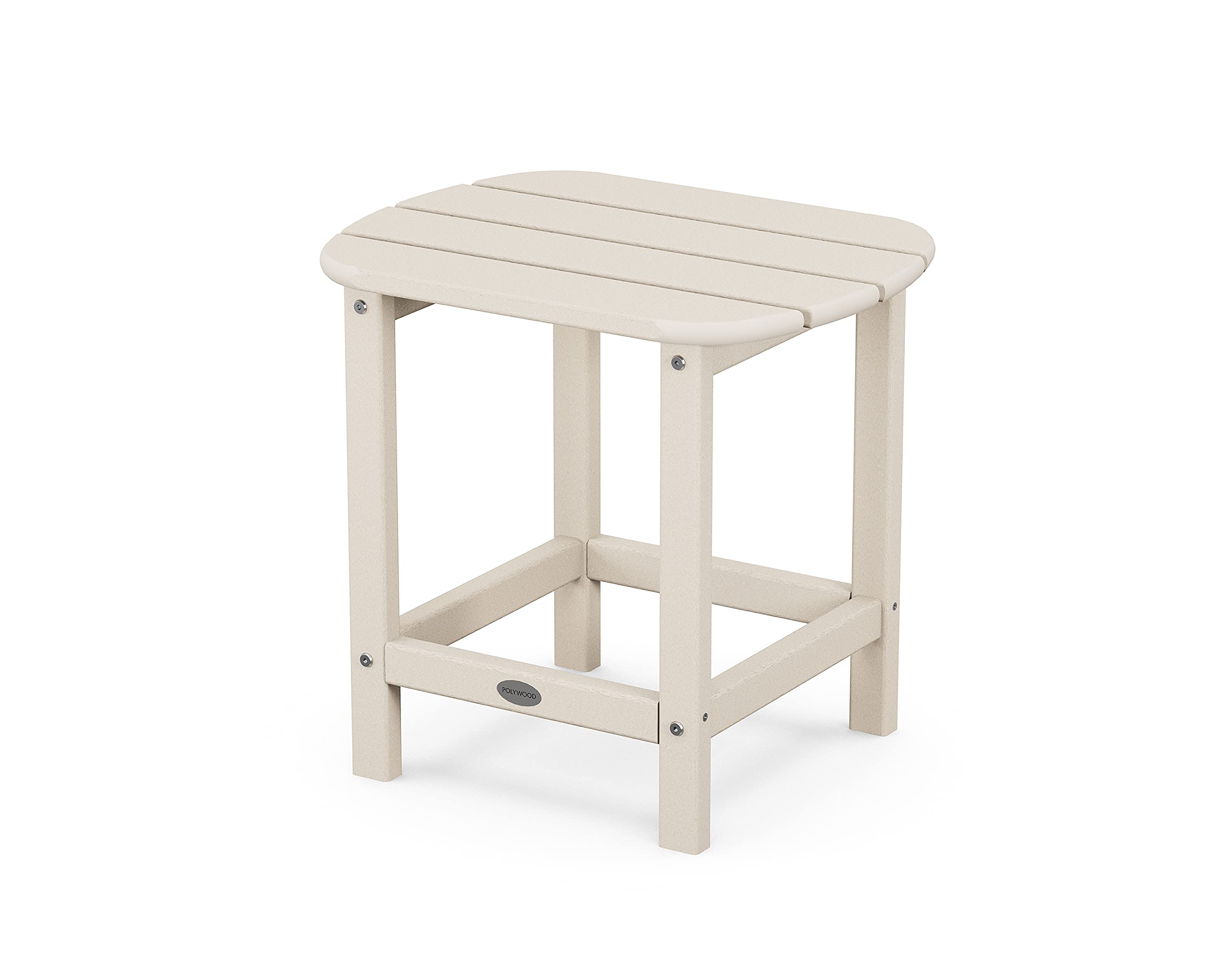 POLYWOOD front view of sand side table highlighting compact design and stable surface