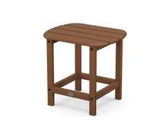 Polywood side table front view shows sturdy all-weather design and easy care