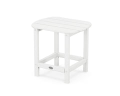 POLYWOOD front view of white side table showing sturdy silhouette and low-maintenance finish