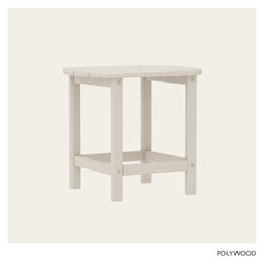 POLYWOOD side table next to Adirondack chair showing scale and convenient reach