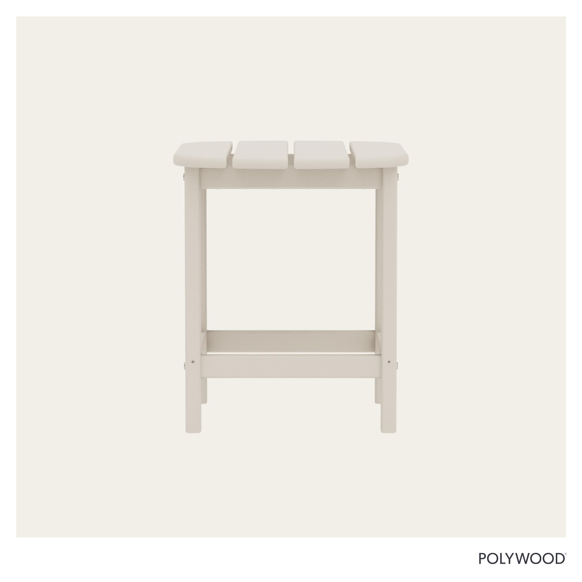 POLYWOOD side table staged on patio showcasing sand color and outdoor style